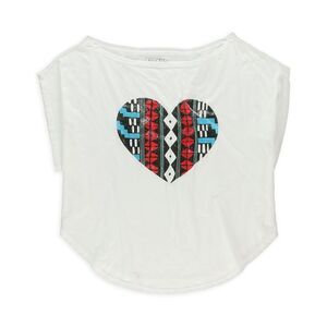 Dreamr Womens Heart Graphic T-Shirt, White, NWT